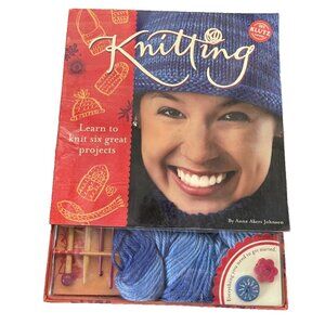 KLUTZ Knitting Set - Book + Yarn + Needles, How to Knit 6 Projects NIP Complete!